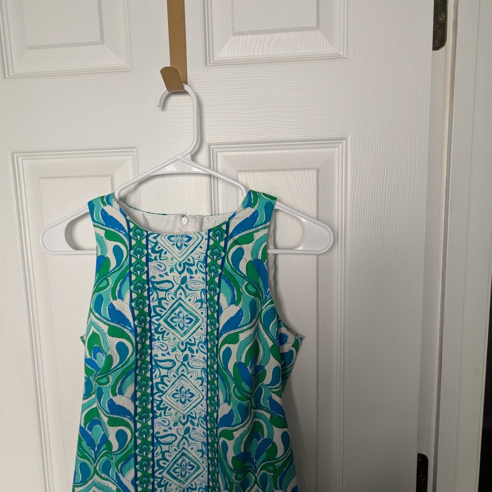 London Times Blue and Green Dress - Picture 2 of 6